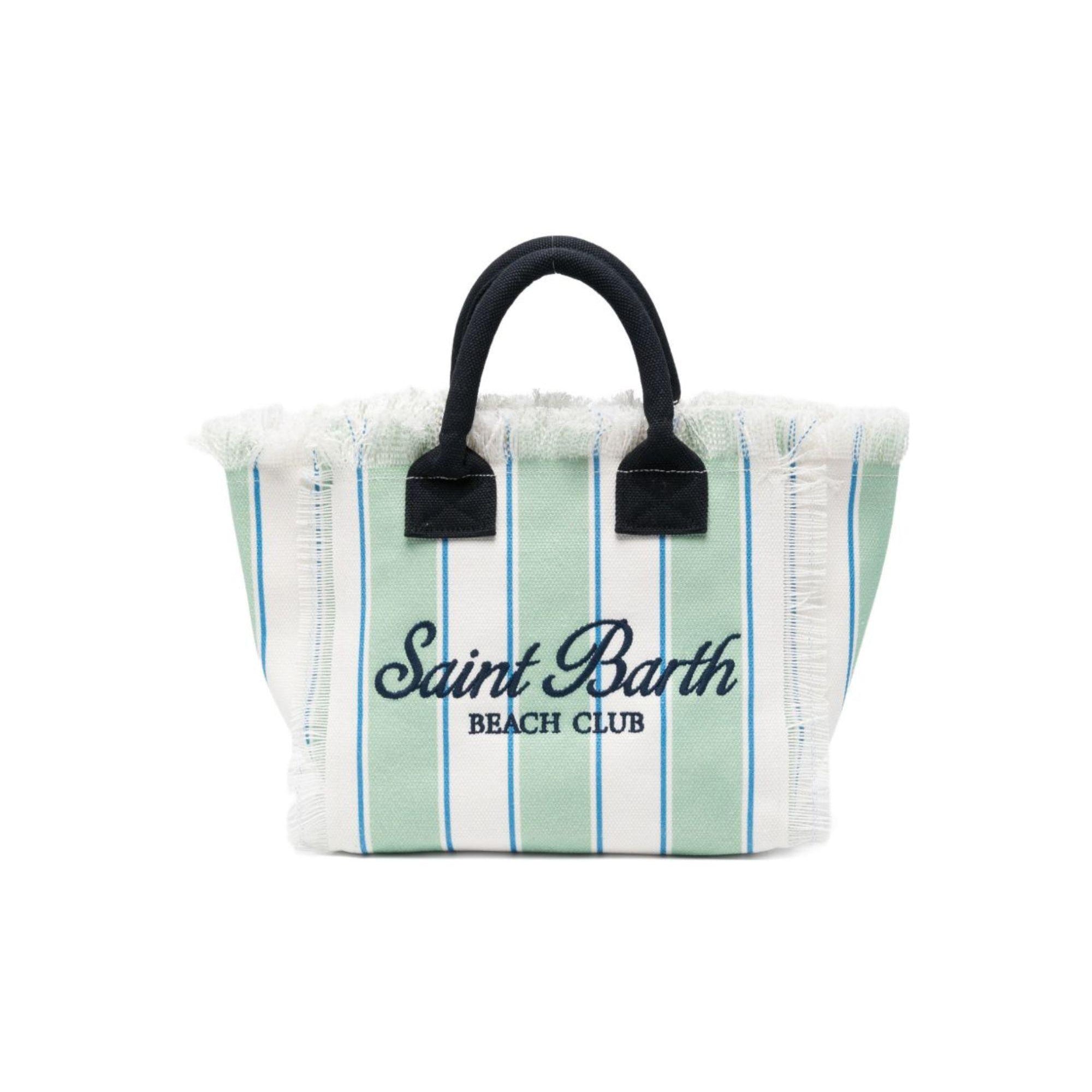Borsa Colette MC2 Saint Barth bianca e verde con motivo a righe COL0001 00937L MC2 ST. BARTH KIDS