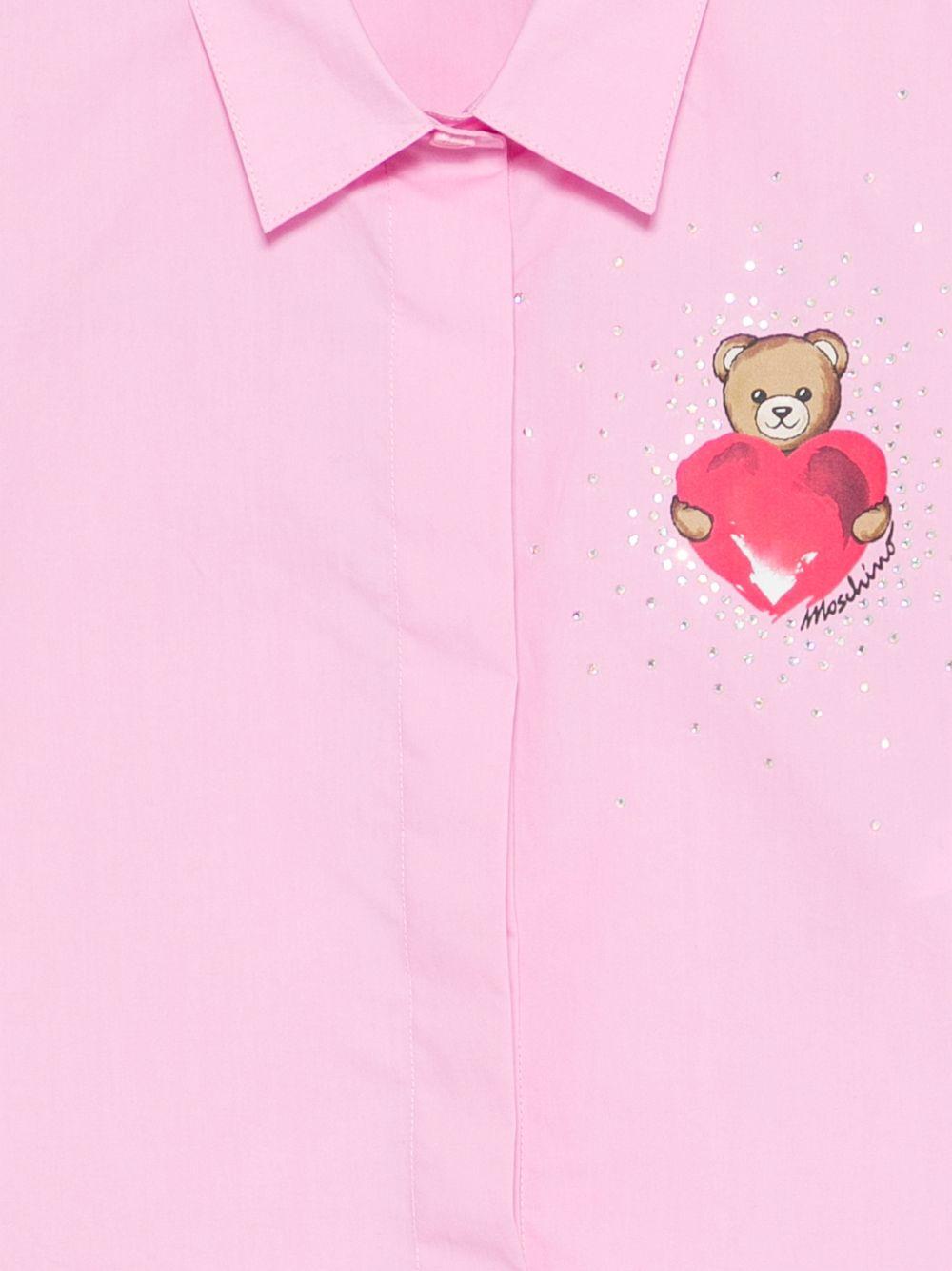Set camicia e shorts per bambina Moschino Kids rosa con motivo Teddy Bear HDG01LLLA10 51473 MOSCHINO KIDS