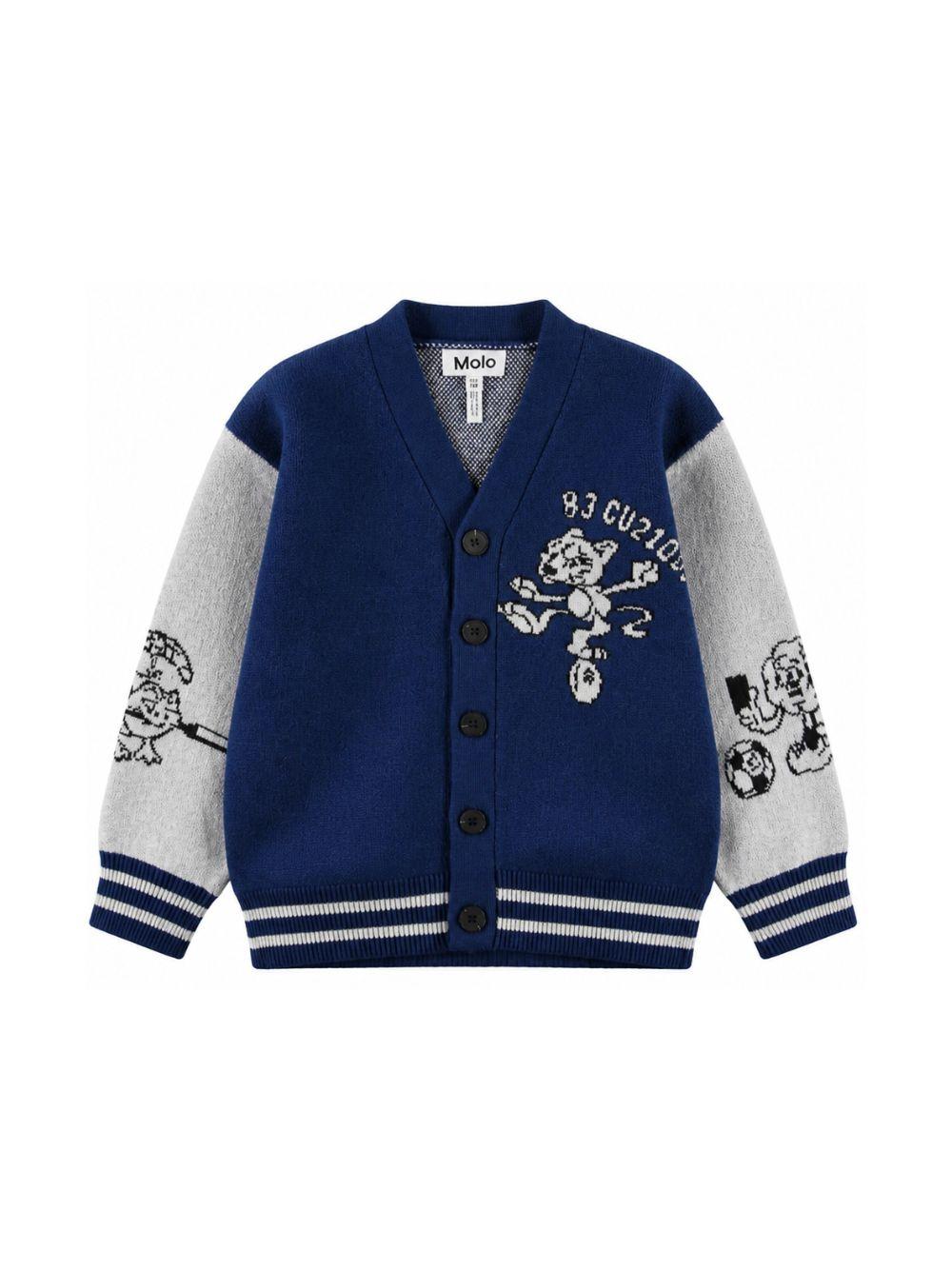 Cardigan per bambino Molo blu con design color-block 1W26K302 9757 MOLO KIDS