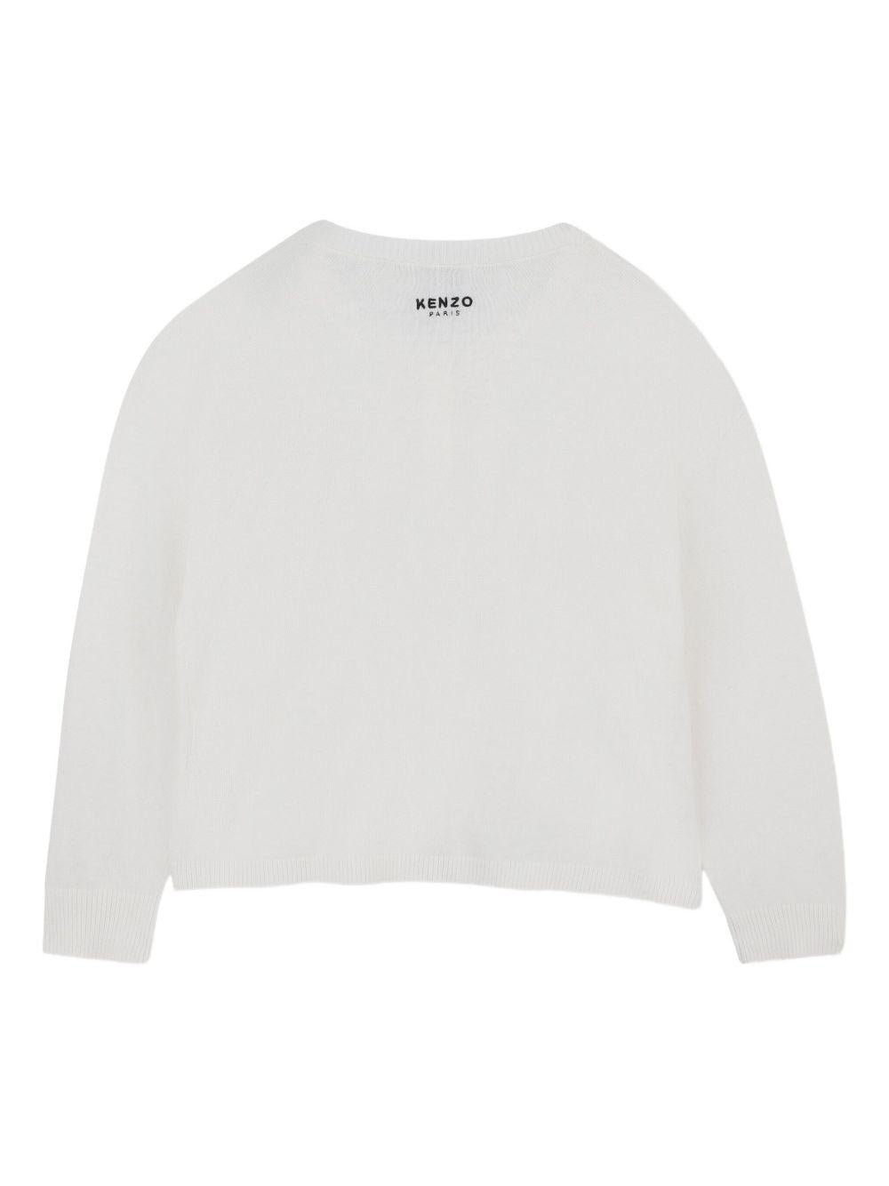 Cardigan per bambina Kenzo Kids bianco con ricamo Boke Flower K61312 117 KENZO KIDS