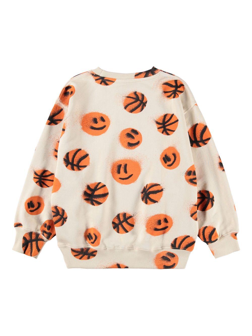 Felpa Monti per bambino Molo beige con stampa basketball 6S26J205 9544 MOLO KIDS