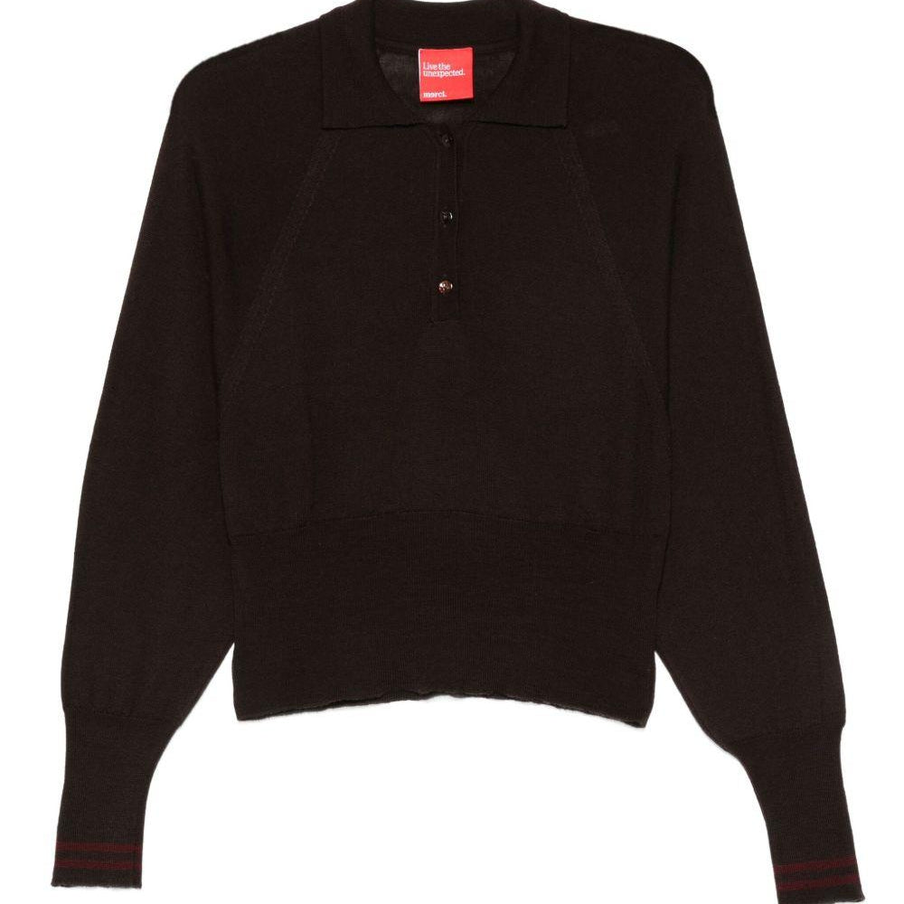 Maglia per donna Merci marrone con colletto stile polo W206 COFFEE MERCI
