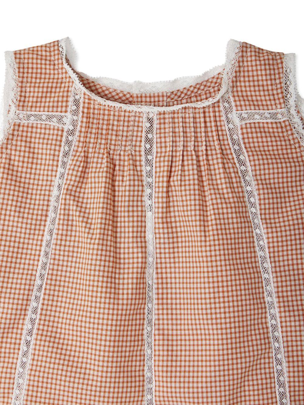 Blusa per neonata Bonpoint arancione con chiusura posteriore con bottone e bordo in pizzo S05XBLW00011 365A BONPOINT