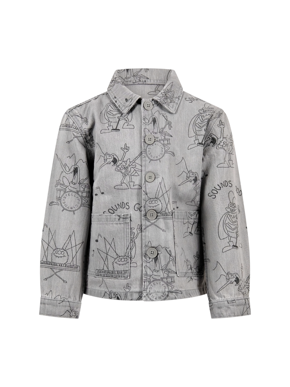 Giacca per bambino Stella McCartney Kids grigia con stampa grafica Bugs TY2P27 Z3544 909NE STELLA McCARTNEY KIDS