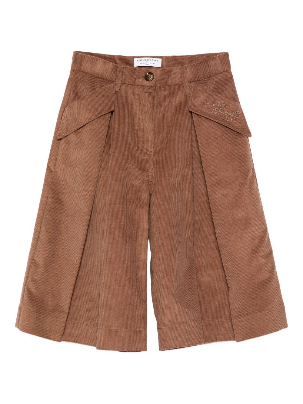 Shorts per bambina Philosophy Di Lorenzo Serafini Kids marrone con tasche laterali con patta I1F406 6851 P006 PHILOSOPHY