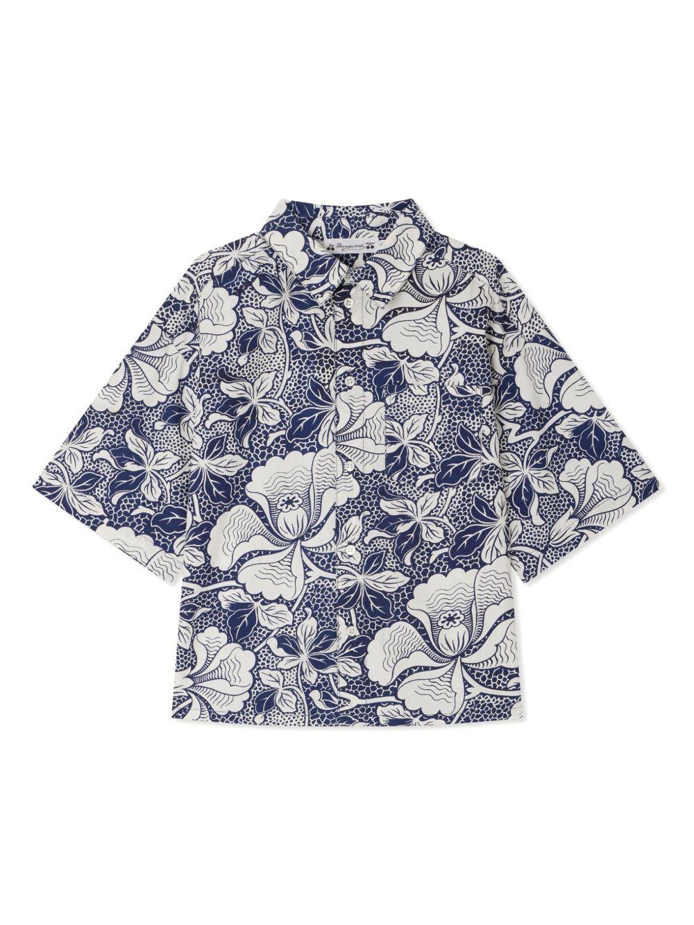 Camicia in popeline per bambino Bonpoint blu con stampa fiori S05BSHW00029 515 BONPOINT KIDS