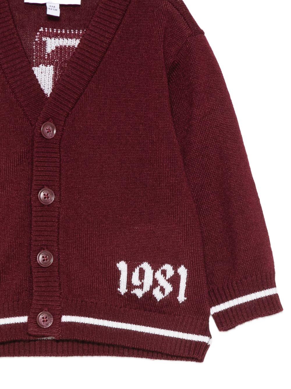 Cardigan per neonato Emporio Armani Kids bordeaux con stampa logo EB001584 AF27314 UA343 EMPORIO ARMANI KIDS