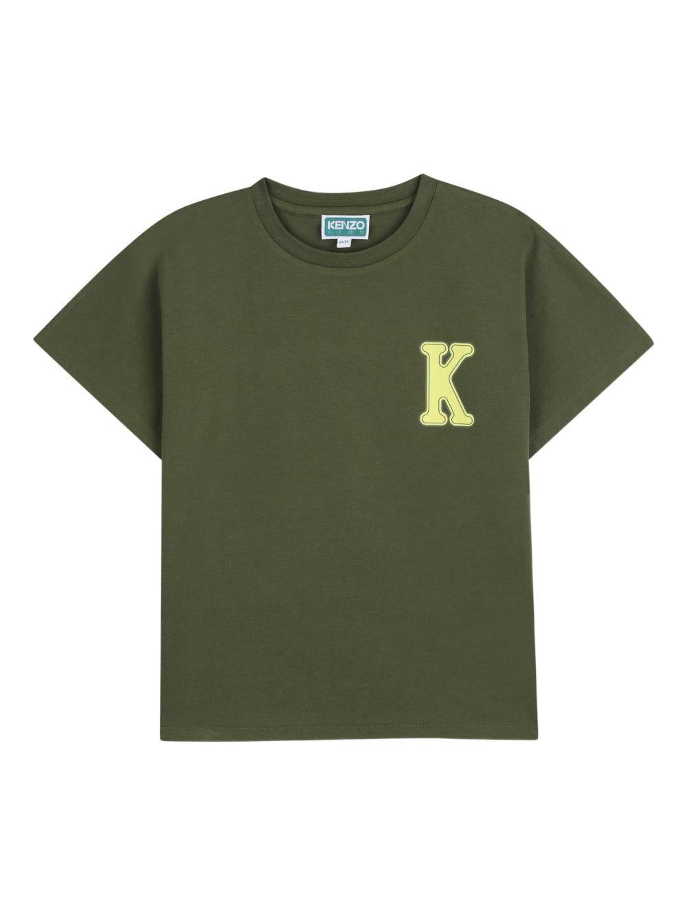 T-shirt per bambino Kenzo Kids verde con stampa logo sul retro K61884 64B KENZO KIDS