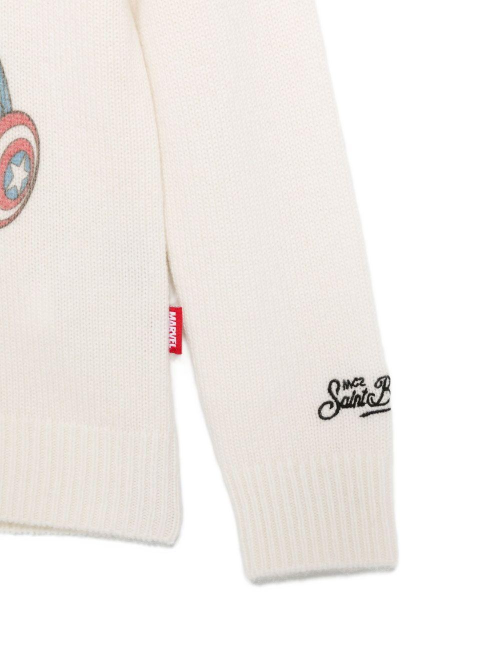 Maglione per bambino MC2 Saint Barth Kids x Marvel bianca con stampa grafica Avengers DOU0019 00342I MC2 ST. BARTH KIDS