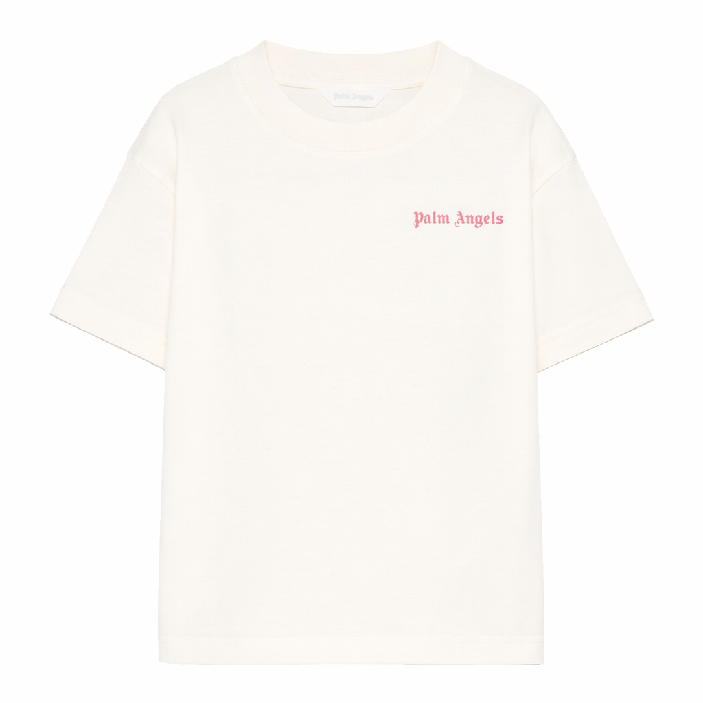 T-shirt per bambina Palm Angels Kids beige con logo sul davanti PGAA002S26JER003 002 PALM ANGELS KIDS