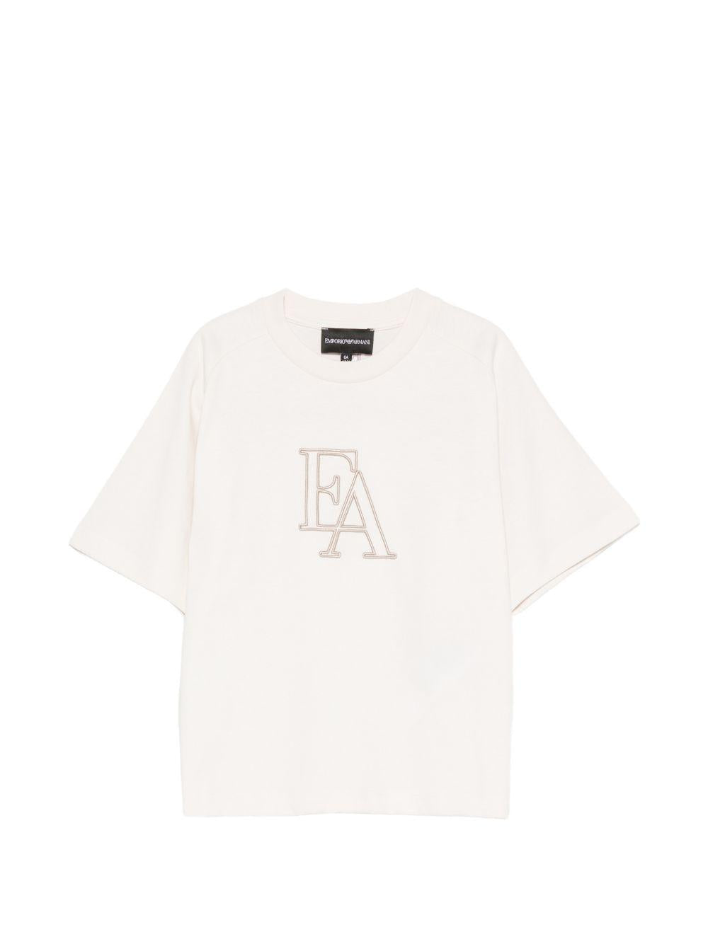 T-shirt per bambino Emporio Armani Kids bianca con lettere logo EB001367 AF26009 U1009 EMPORIO ARMANI KIDS