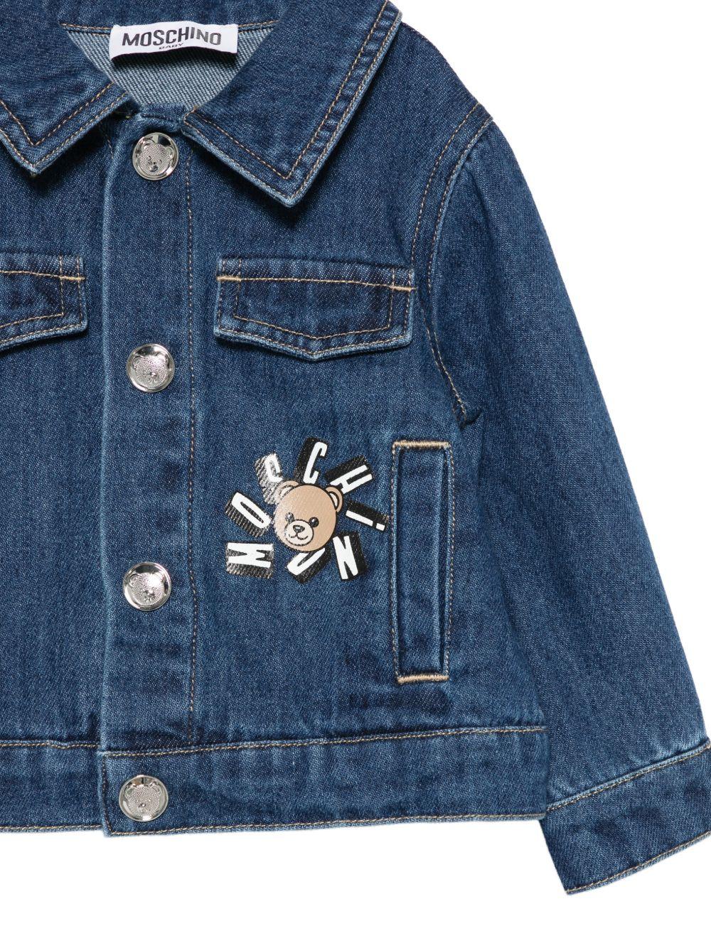 Giacca di jeans per neonati Moschino Kids denim con stampa Teddy Bear MUS035L0E34 41104 MOSCHINO KIDS