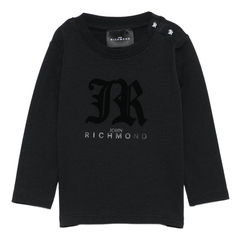 T-shirt per neonati John Richmond Junior nero con maniche lunghe RIA25004TS BLACK JOHN RICHMOND JUNIOR