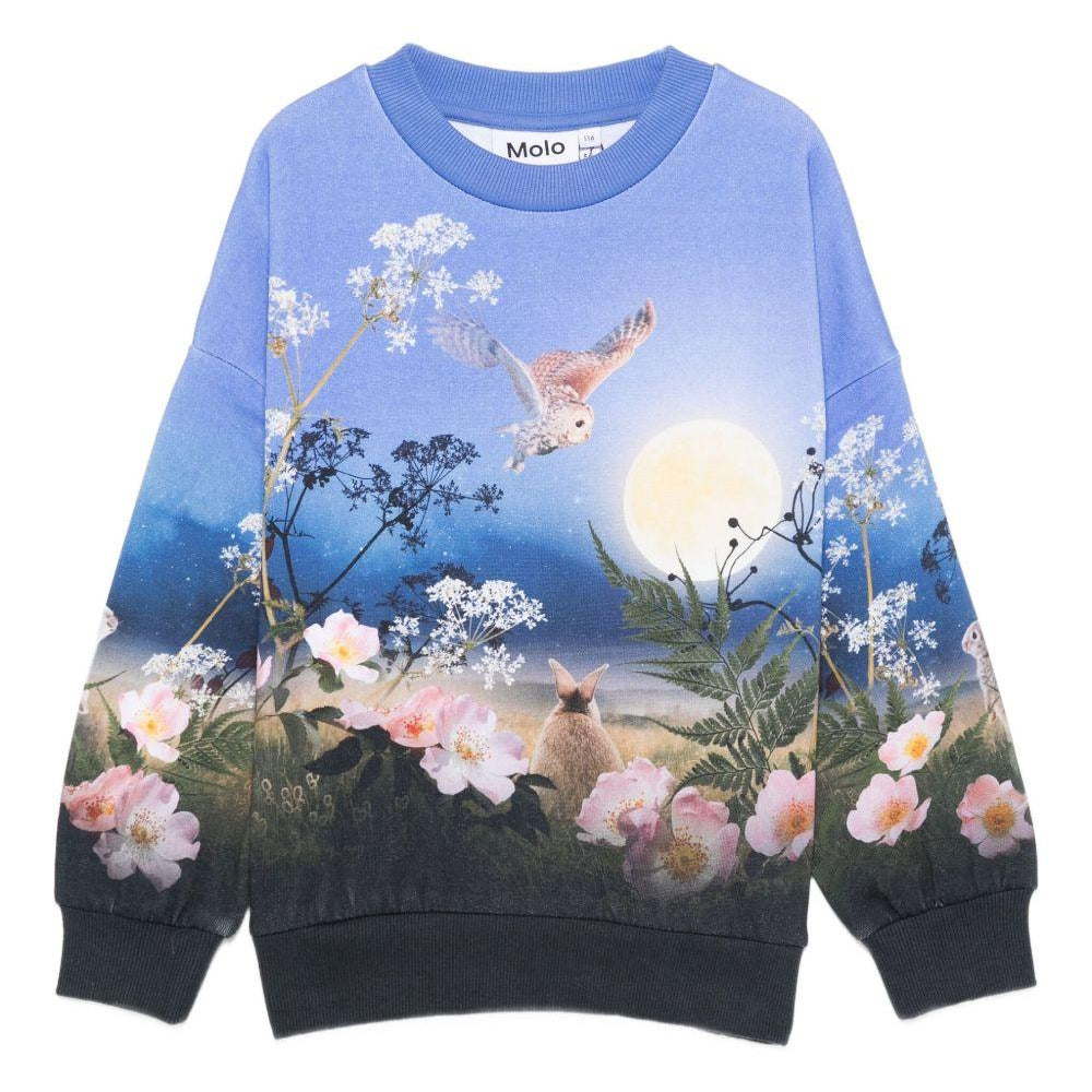 Felpa per bambina Molo blu con stampa all-over 2W25J211 9625 MOLO