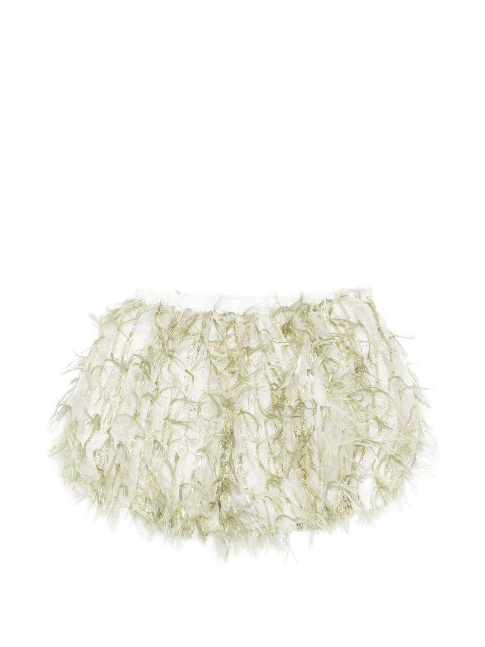 Shorts per bambina A'lapage verde con dettaglio frange 26SAGSHO00005E OLIVA A'LAPAGE