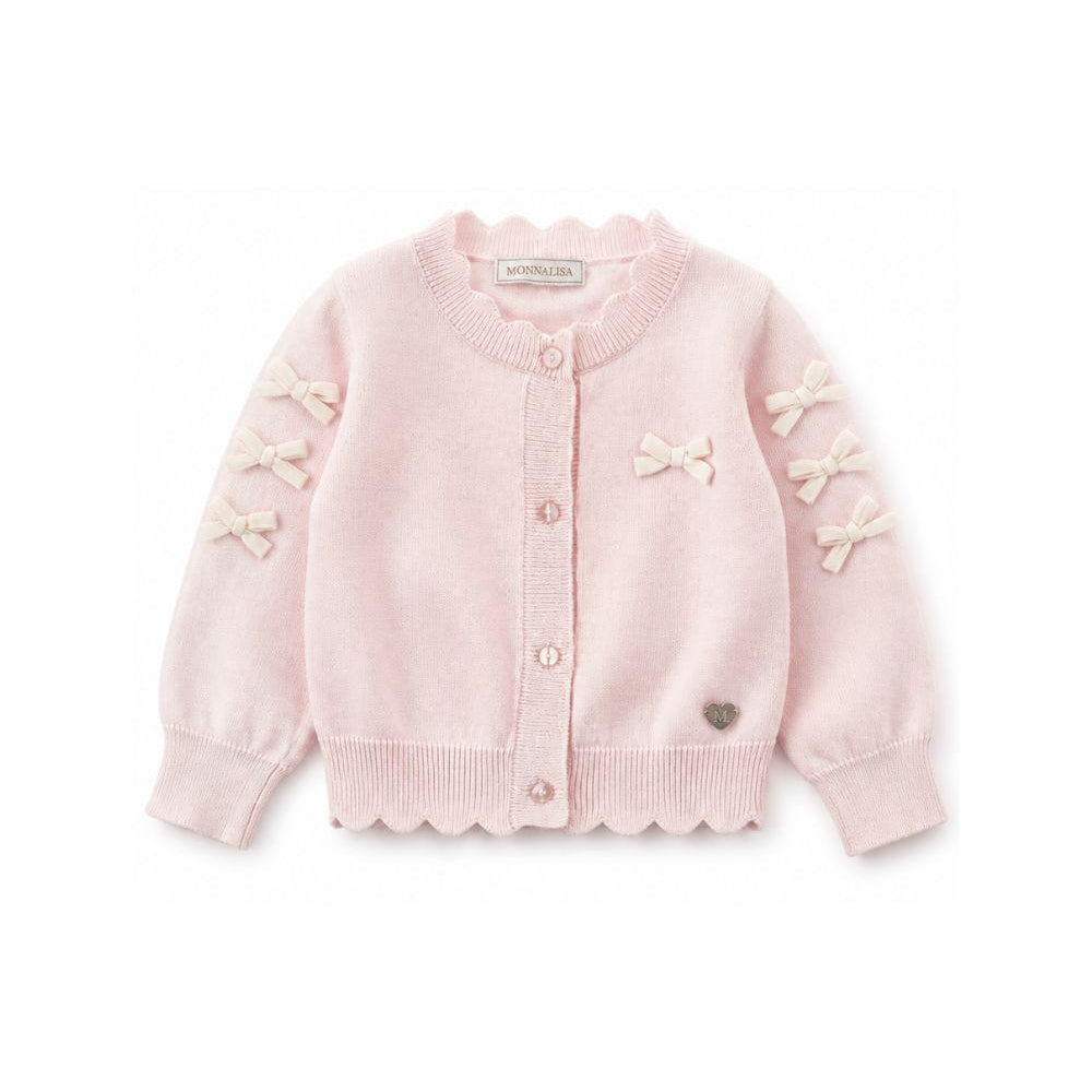 Cardigan per bambina Monnalisa Kids rosa con orlo smerlato 37H800 8060 0091 MONNALISA KIDS