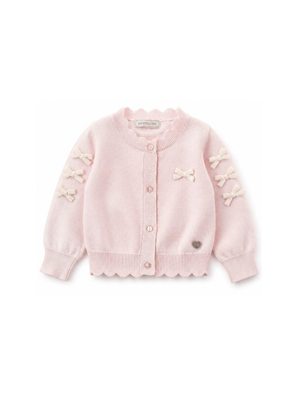 Cardigan per bambina Monnalisa Kids rosa con orlo smerlato 37H800 8060 0091 MONNALISA KIDS