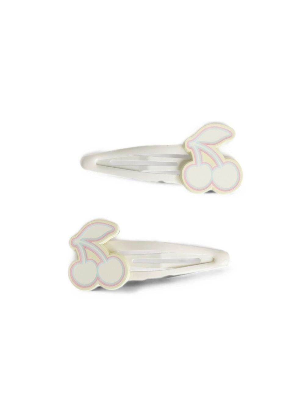 Fermagli per capelli per bambina Bonpoint bianchi con dettaglio ciliegia P06GHAW00002 004 BONPOINT KIDS