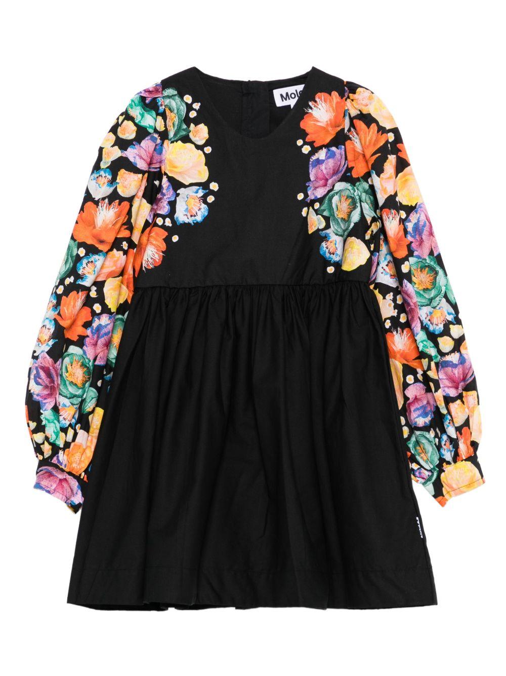 Abito per bambina Molo Cybil nero con stampa floreale 2W25E230 9453 MOLO