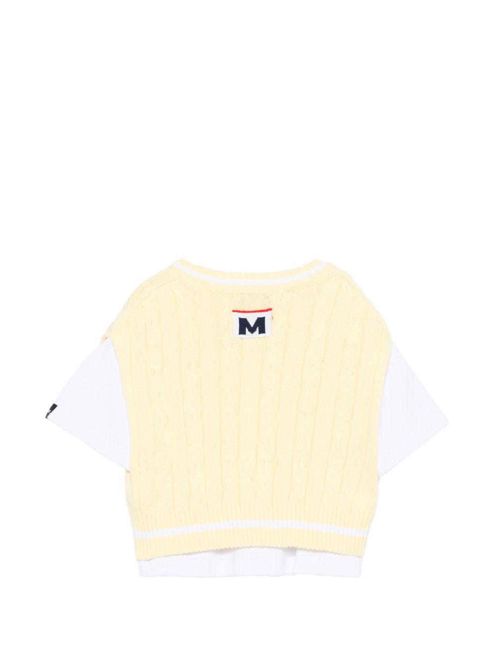 Gilet per bambina MSGM Kids gialla in maglia con t-shirt S6MSJGTH034 001/79 MSGM KIDS