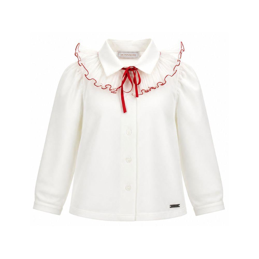 Camicia per bambina Monnalisa Kids bianca con colletto con ruches 17H300 8201 0143 MONNALISA KIDS