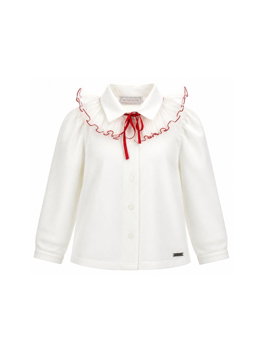 Camicia per bambina Monnalisa Kids bianca con colletto con ruches 17H300 8201 0143 MONNALISA KIDS