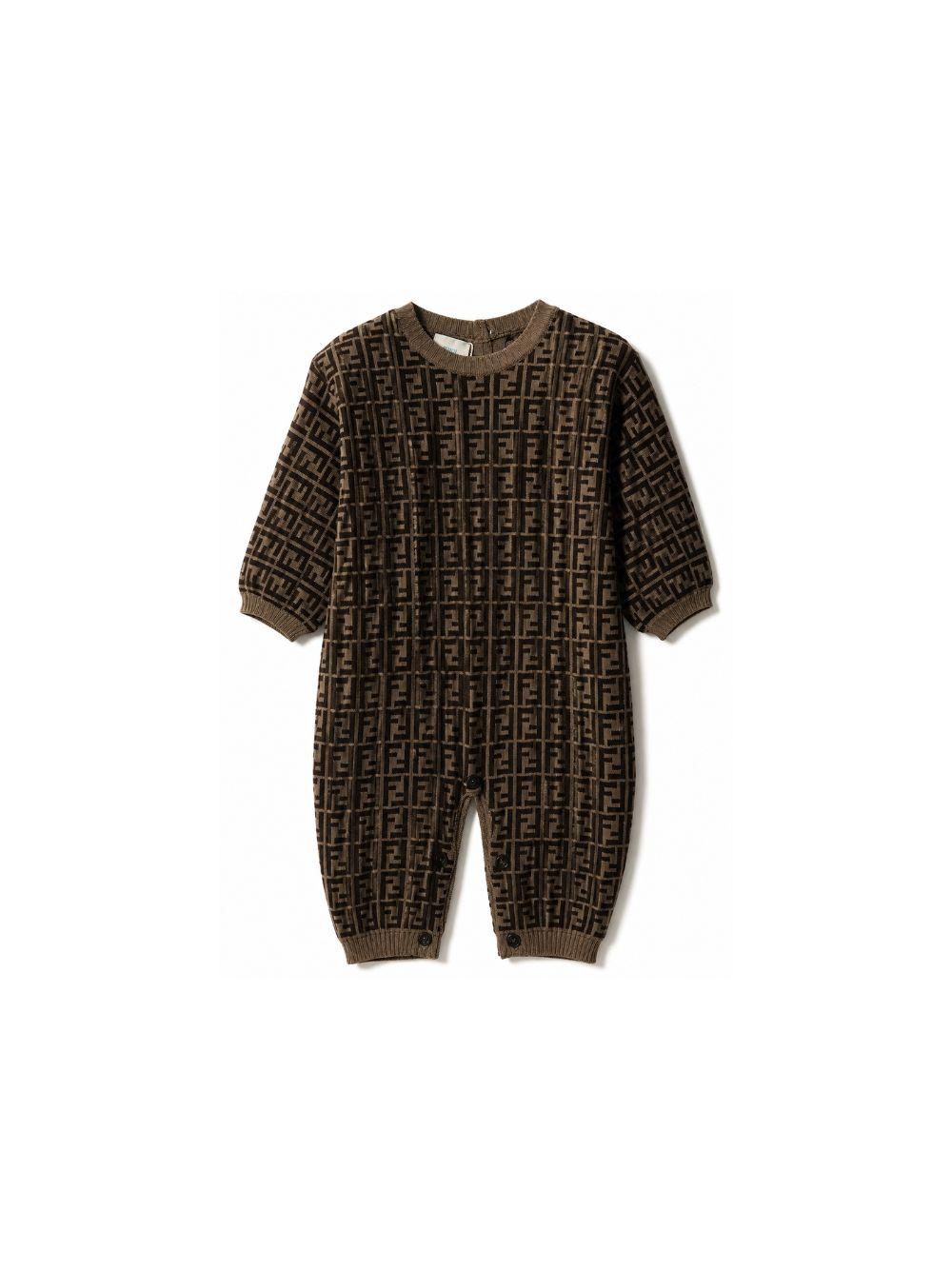 Tutina per neonati Fendi Kids marrone con motivo FF all-over BUL048 A3TE F0LMJ FENDI KIDS