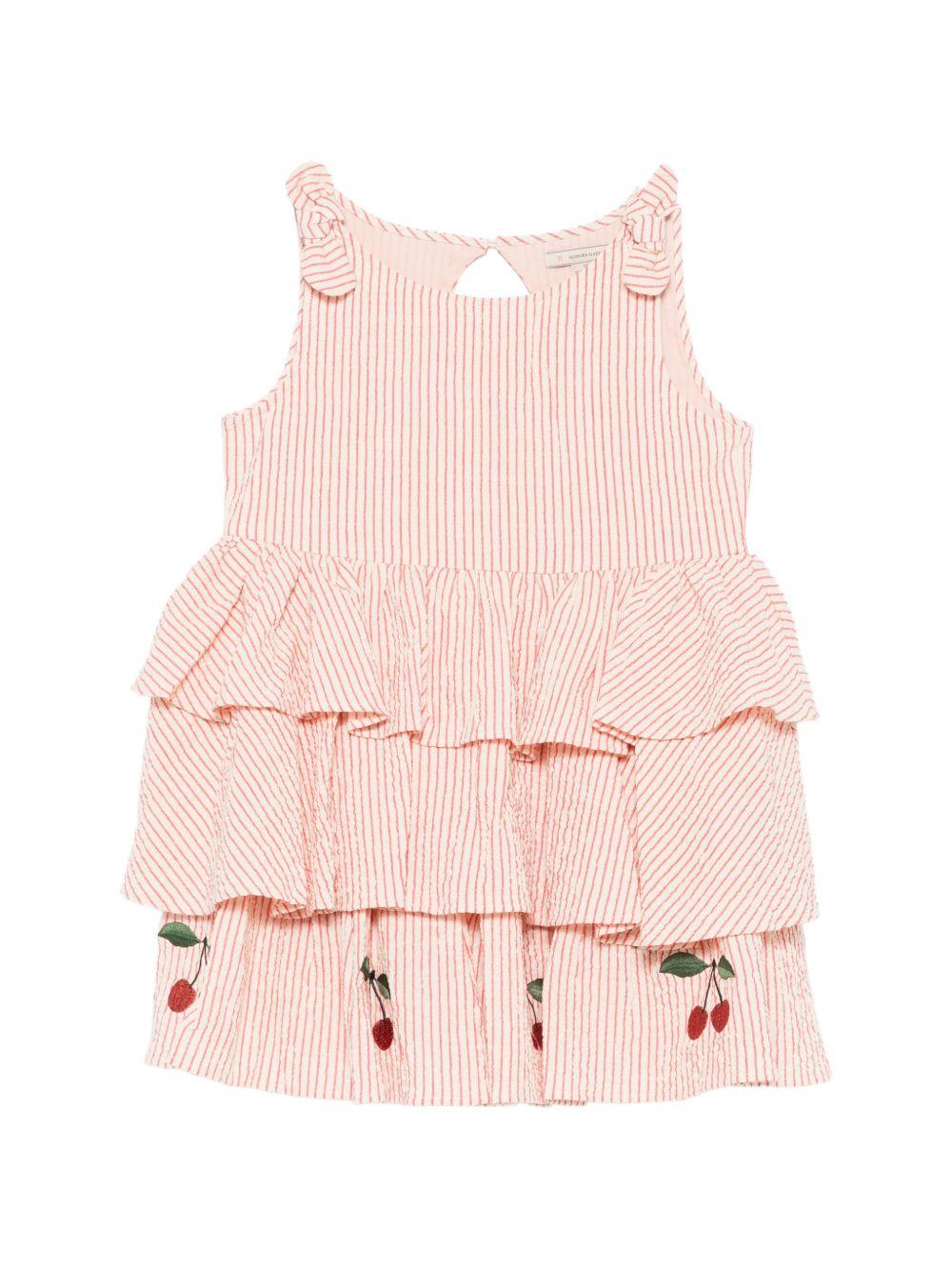 Abito per bambina Konges Slojd beige con motivo a righe rosse KS105344 AMOUR STRIPE KONGES SLOJD