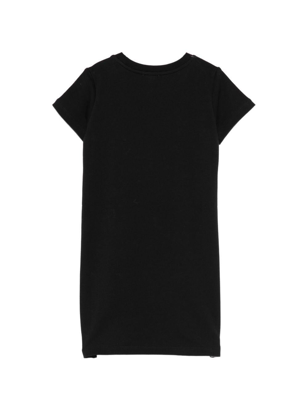 Abito per bambina Moschino Kids nero con logo in strass HDV0HYLDA25 60100 MOSCHINO KIDS