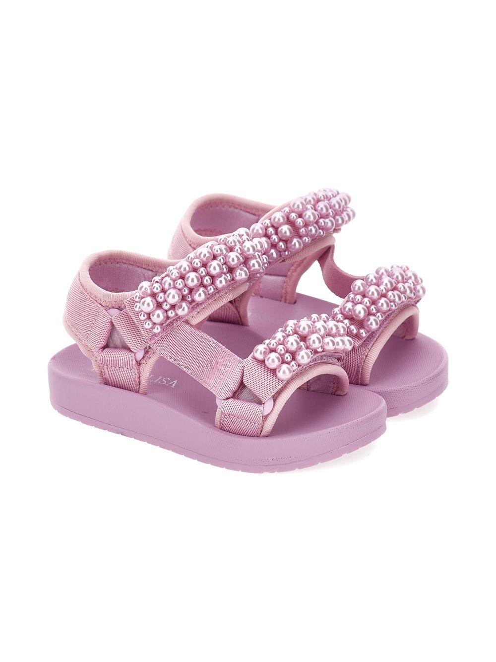 Sandali per bambina Monnalisa rosa con applicazioni a perline 8CG012 7700 0065 MONNALISA KIDS