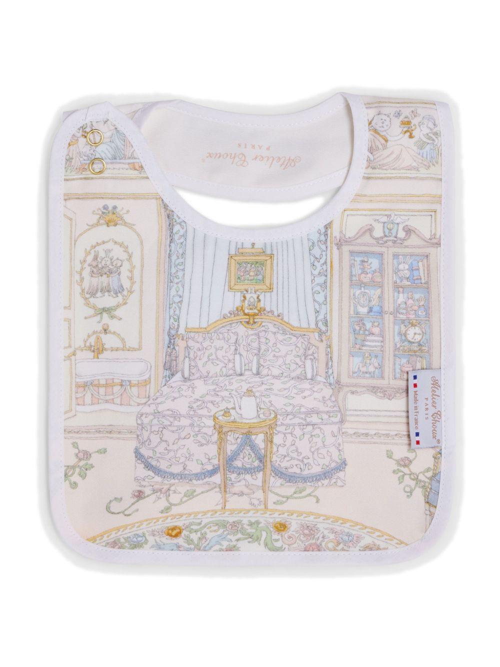 Bavaglino per neonati Atelier Choux bianco con stampa BI-CS-FRB E-U ATELIER CHOUX PARIS KIDS