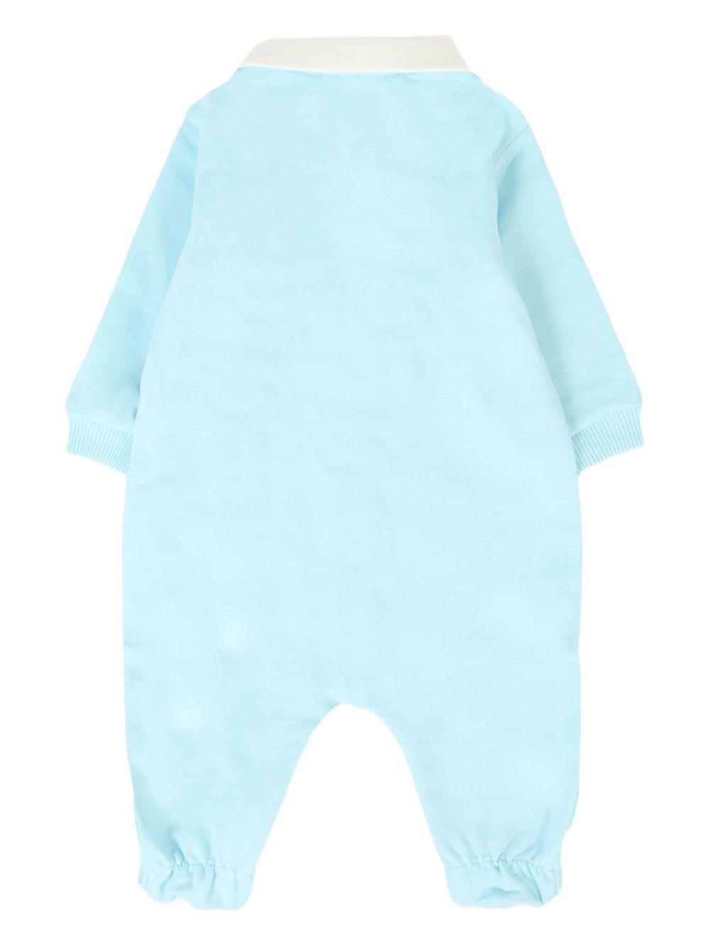 Tutina per neonato Moschino Kids azzurra con colletto alla Peter Pan MMY08CLCA63 40304 MOSCHINO KIDS