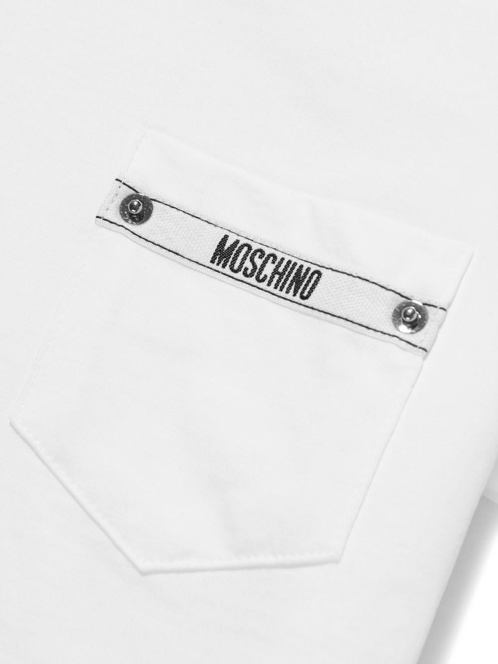 T-shirt per bambini Moschino Kids bianca con taschino sul petto HUM05MLAA01 10101 MOSCHINO KIDS
