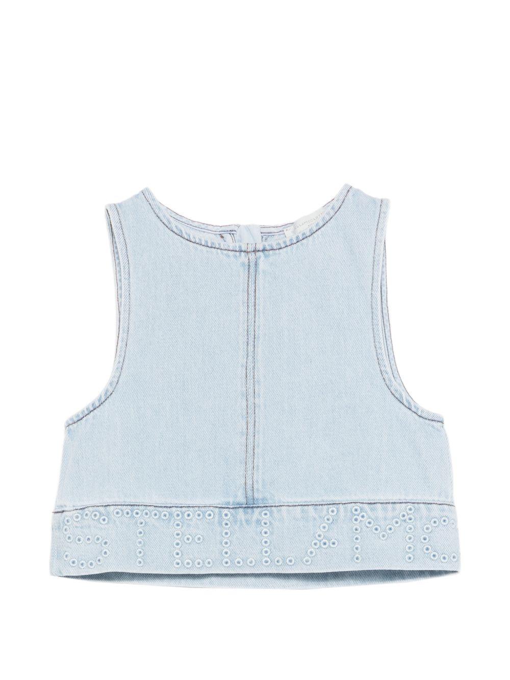 Top per bambina Stella McCartney Kids denim con chiusura con zip posteriore TY5A52 Z0746 600 STELLA McCARTNEY KIDS