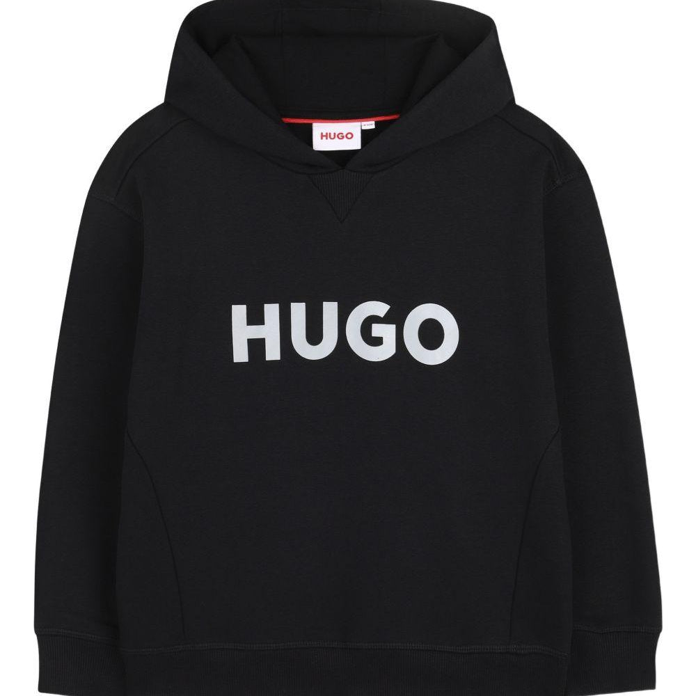 Felpa per bambino Hugo Kids nera con logo sul davanti G01007 09B Hugo KIDS