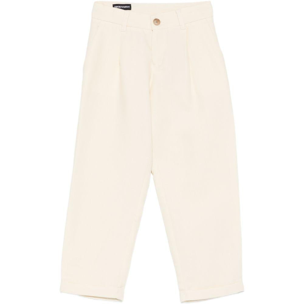 Pantaloni per bambino Emporio Armani Kids beige con dettagli plissettati EB000903 AF21040 U1079 EMPORIO ARMANI KIDS