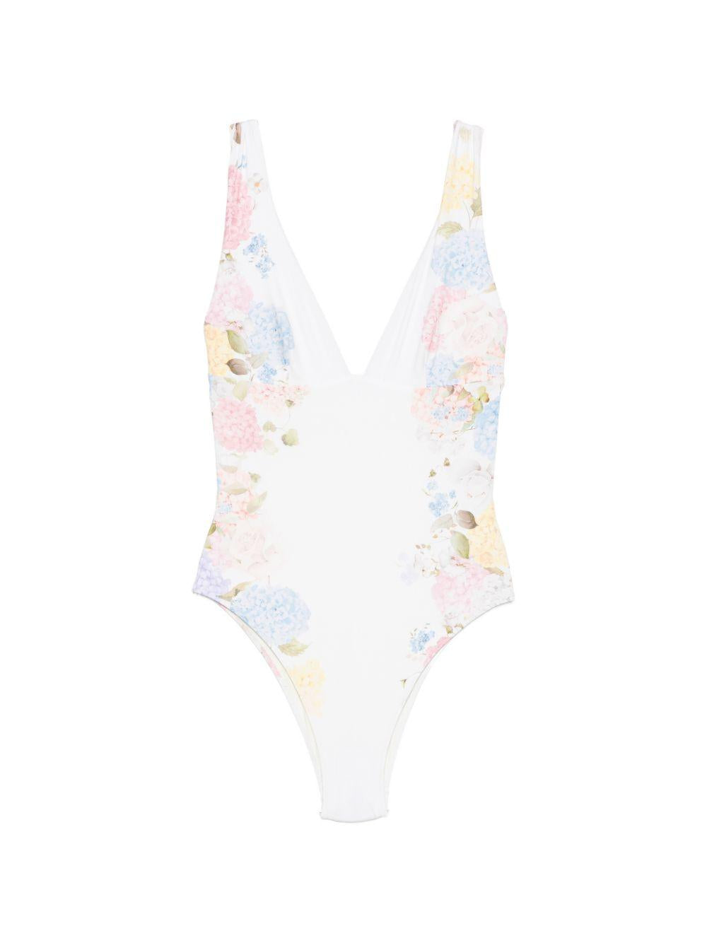 Costume intero per donna MC2 Saint Barth bianco con stampa floreale MAVI001 03508L MC2 ST. BARTH