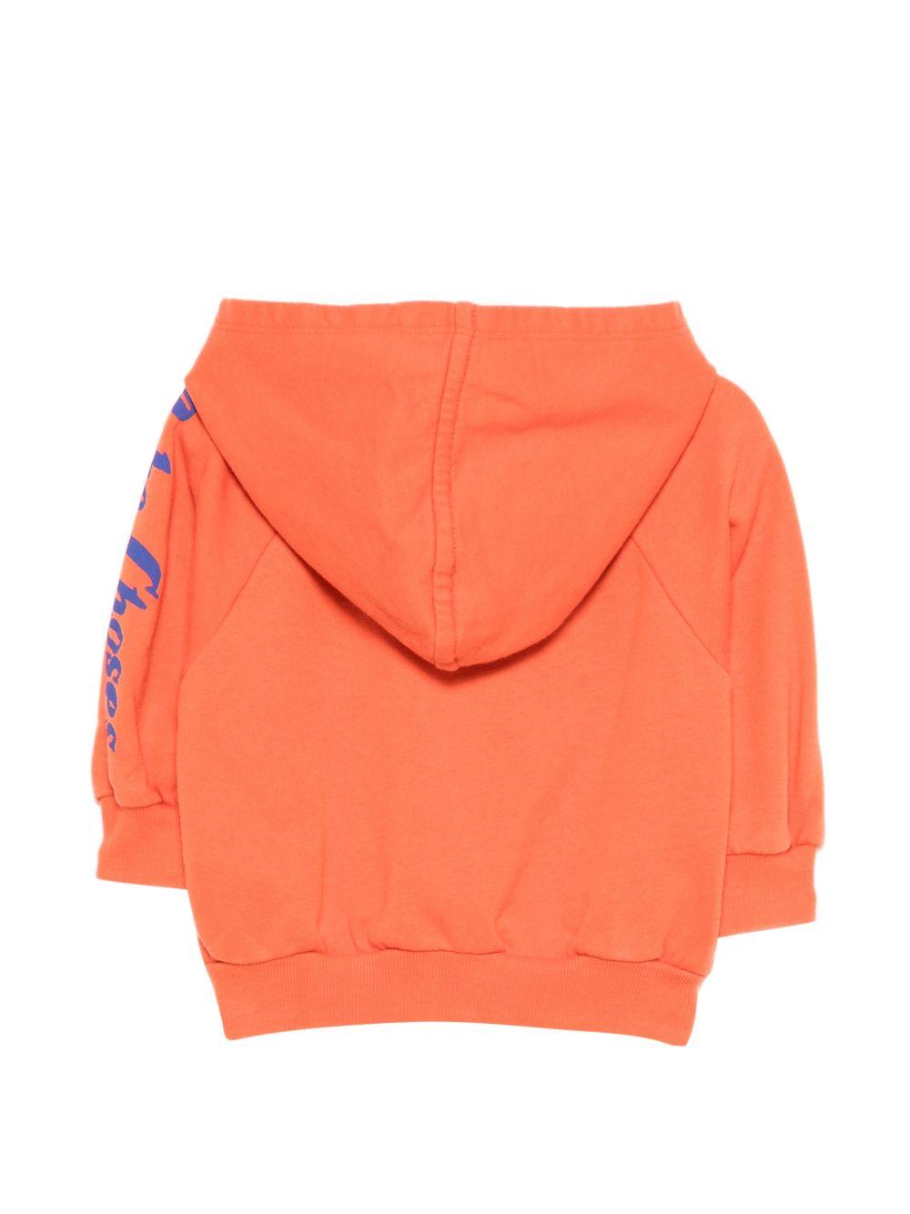 Felpa per neonato Bobo Choses arancione con logo sulla manica a contrasto B126AB045 811 BOBO CHOSES KIDS
