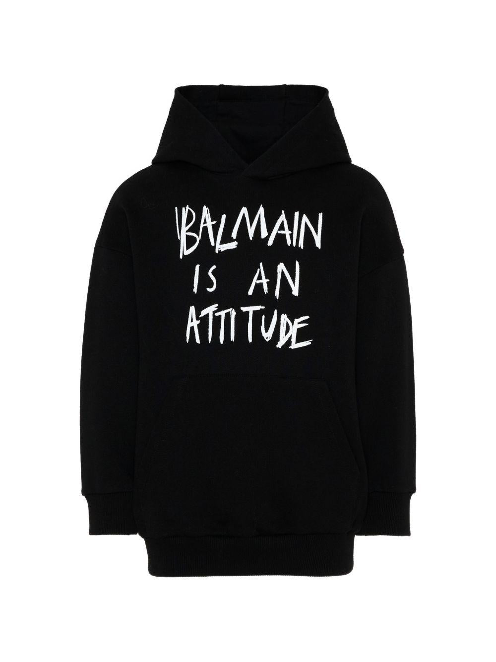 Felpa per bambino Balmain Kids nera con stampa slogan BZ4H00 Z3183 930BC BALMAIN KIDS