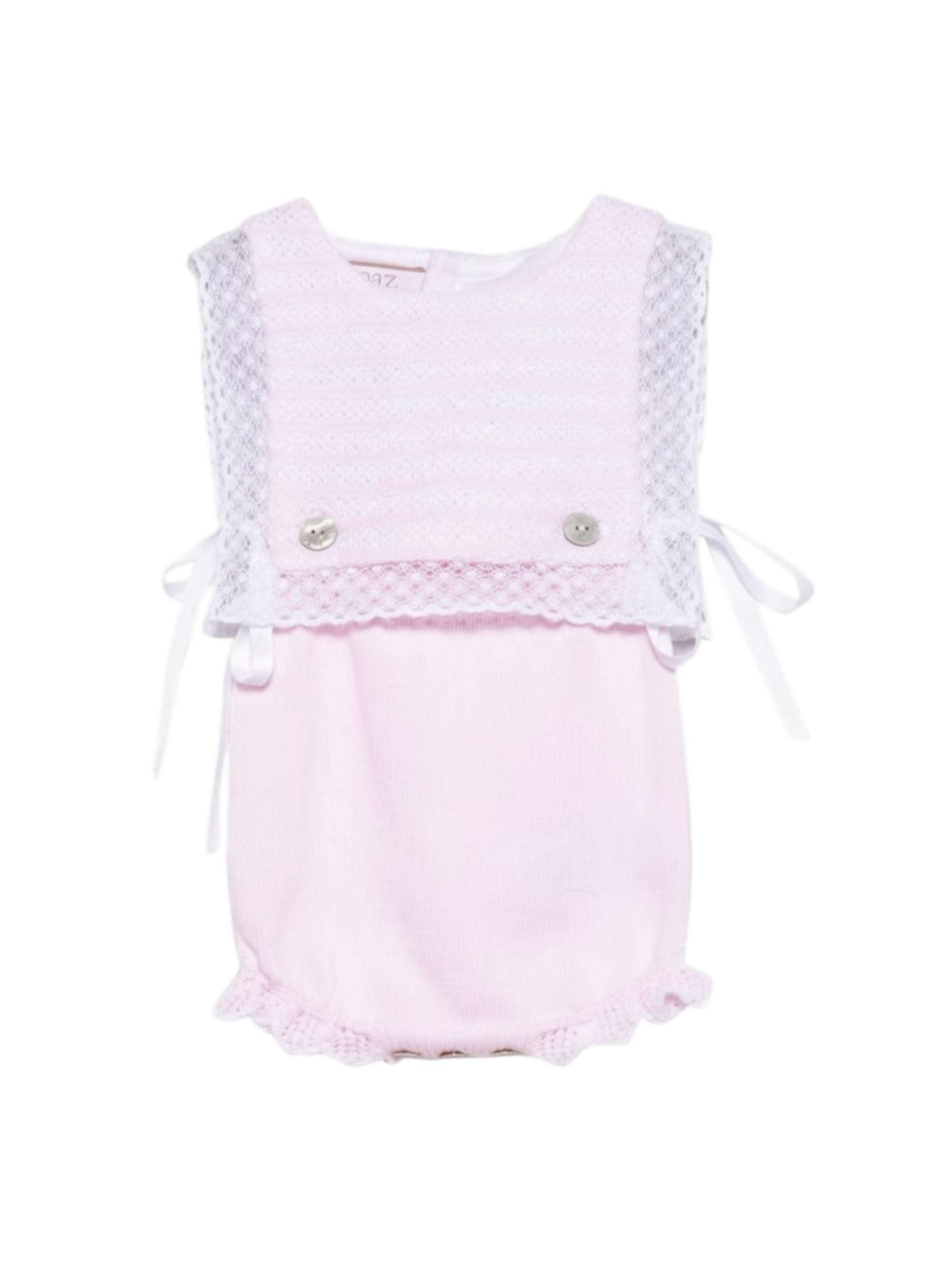Tutina Alaia per neonata Paz Rodriguez rosa con bordo in pizzo 022-123389 3701 PaZ RODRIGUEZ KIDS