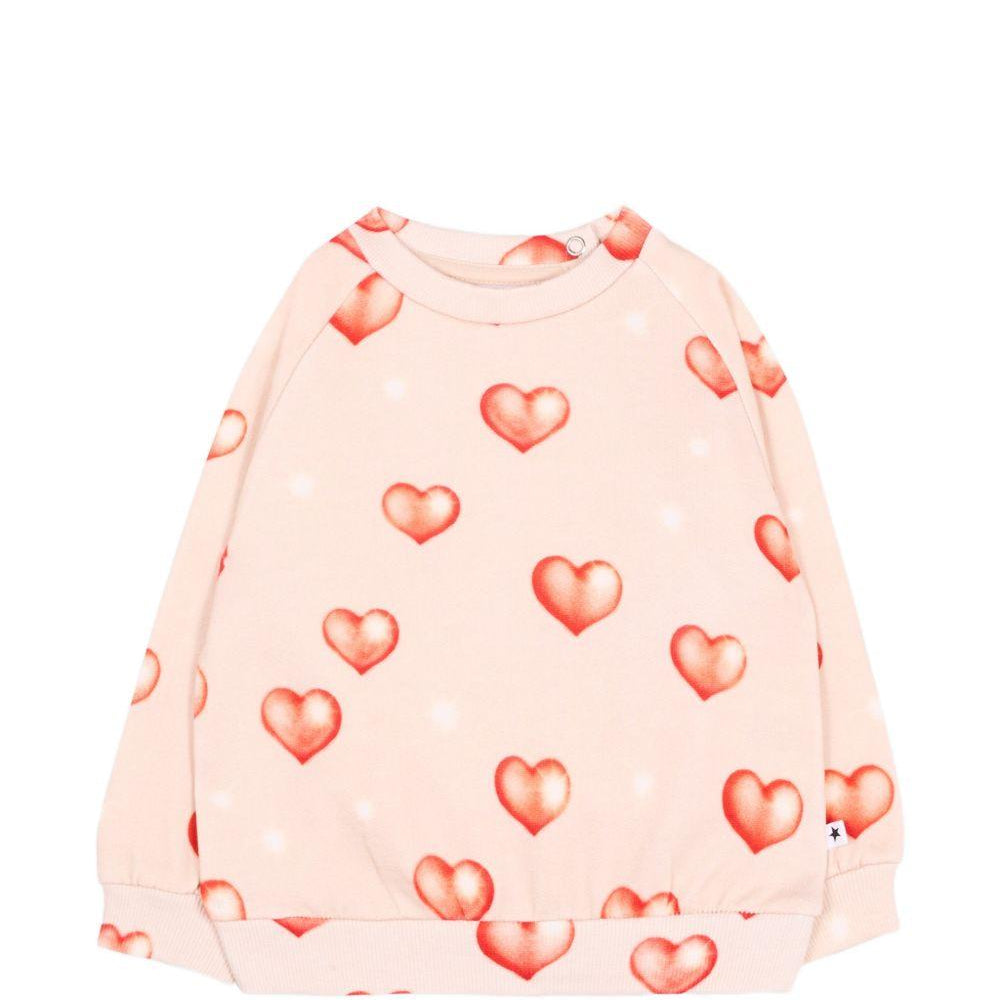 Felpa neonata Molo Kids rosa con stampa grafica cuori 4W26J201 5741 MOLO KIDS