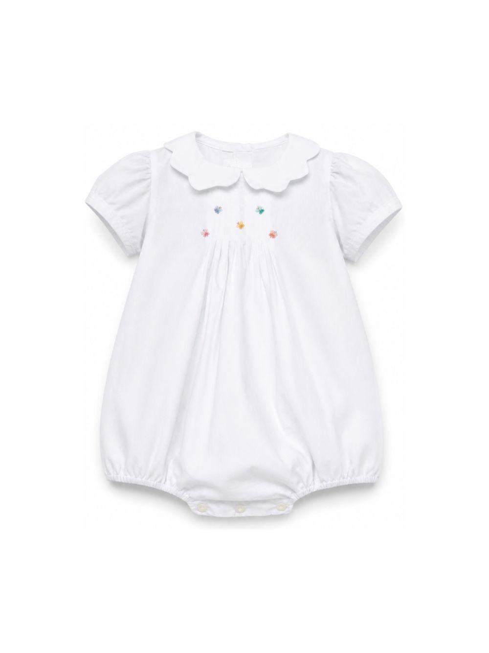 Tutina per neonati Mariella Ferrari bianca con dettagli ricamati PLO13BIS 305 MARIELLA FERRARI KIDS