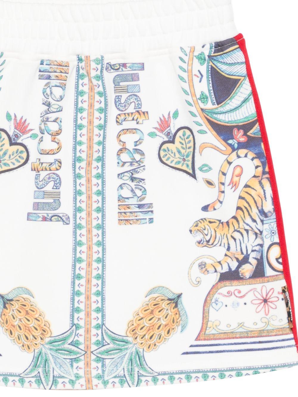 Gonna per bambina Just Cavalli Kids bianca con stampa JGP26150GO PALM PRISTINE ROBERTO CAVALLI KIDS