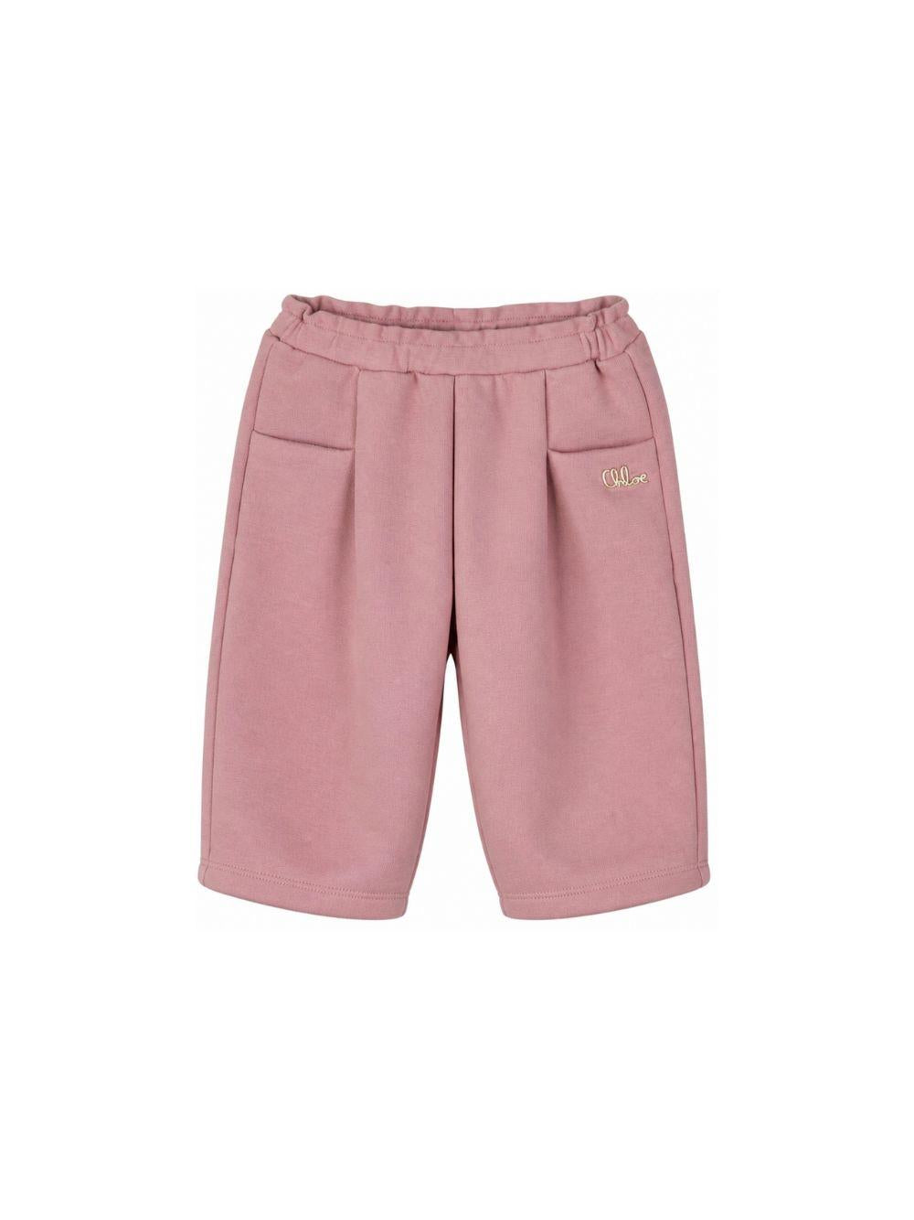 Pantaloni sportivi per neonata Chloè Kids rosa con placca logo C21349 48W CHLOE' KIDS