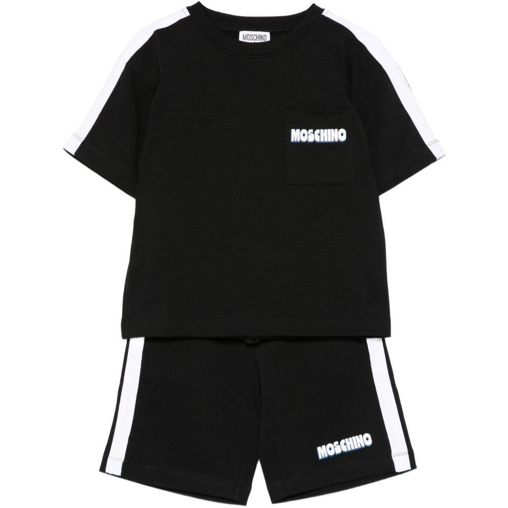 Completo per bambino Moschino Kids nero con dettagli a contrasto HUG00XLAA51 60100 MOSCHINO KIDS