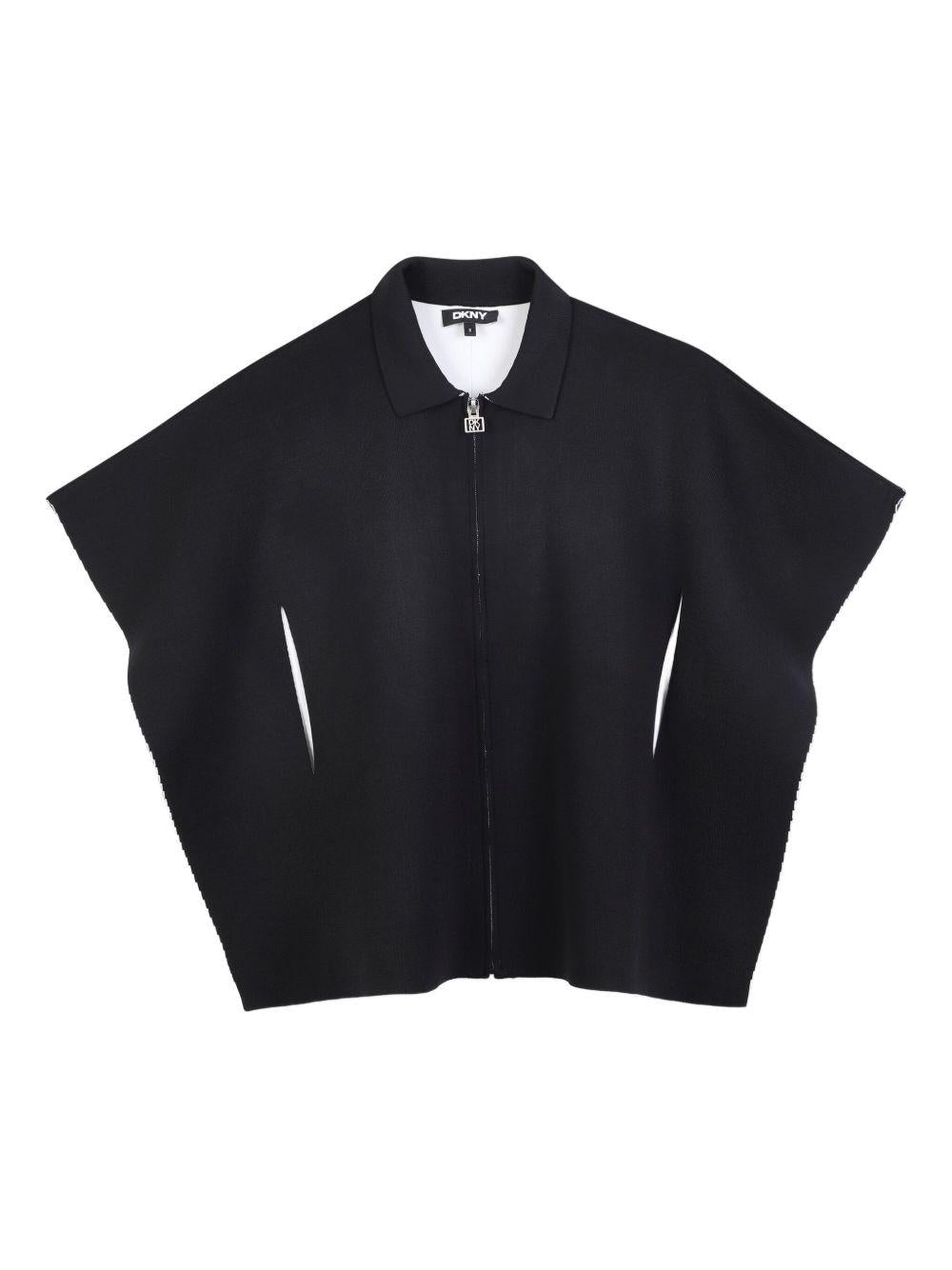 Gilet crop per bambina DKNY Kids nero con zip D62377 09B DKNY