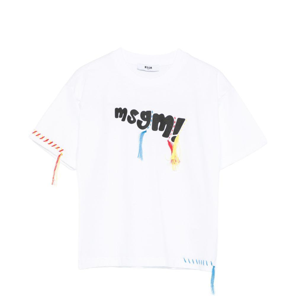 T-shirt per bambini MSGM Kids bianca con dettaglio logo S6MSJUTH136 001 MSGM KIDS