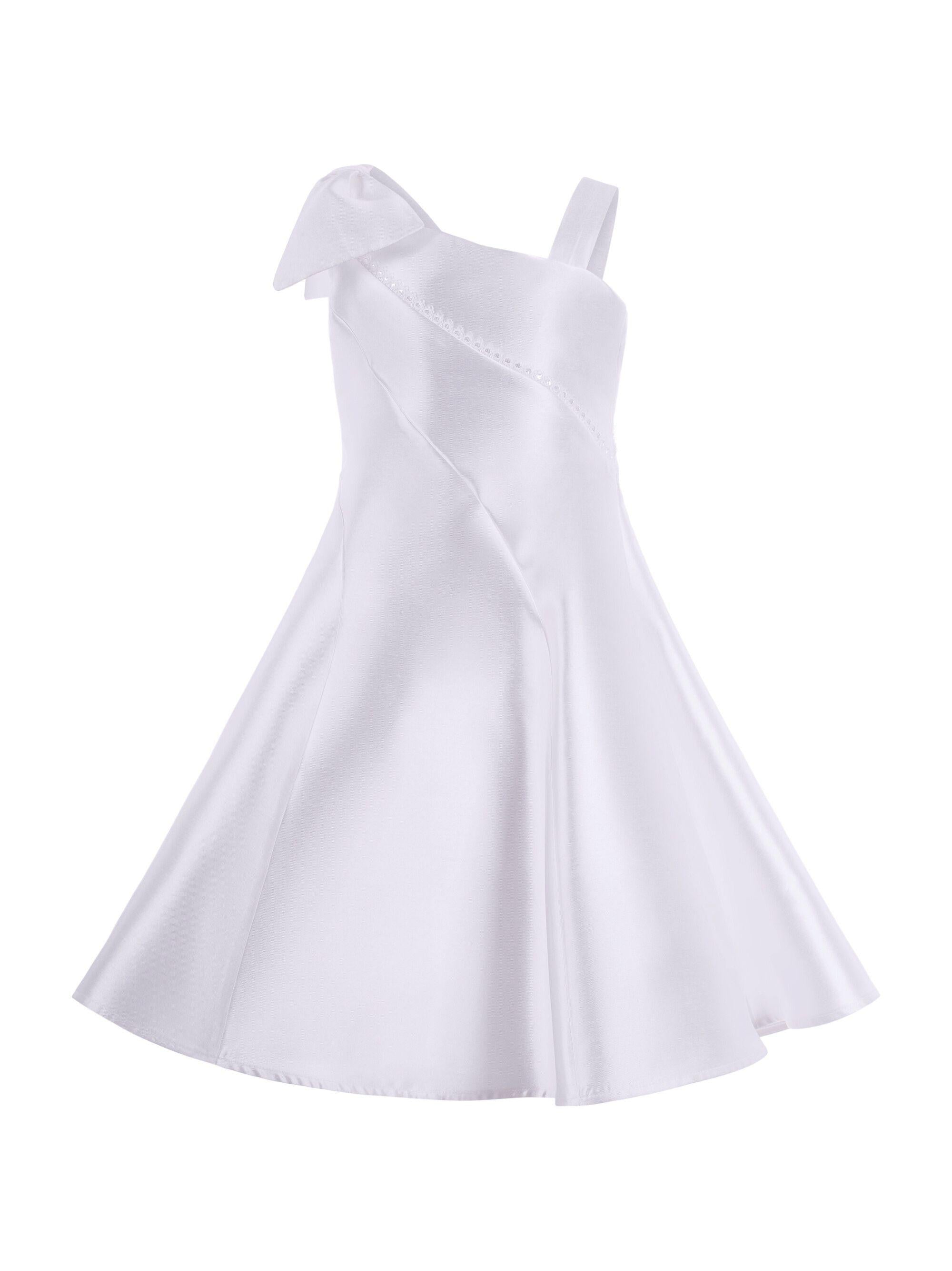 Abito per bambina Monnalisa bianco monospalla con fiocco 71G901 7304 0001 MONNALISA KIDS
