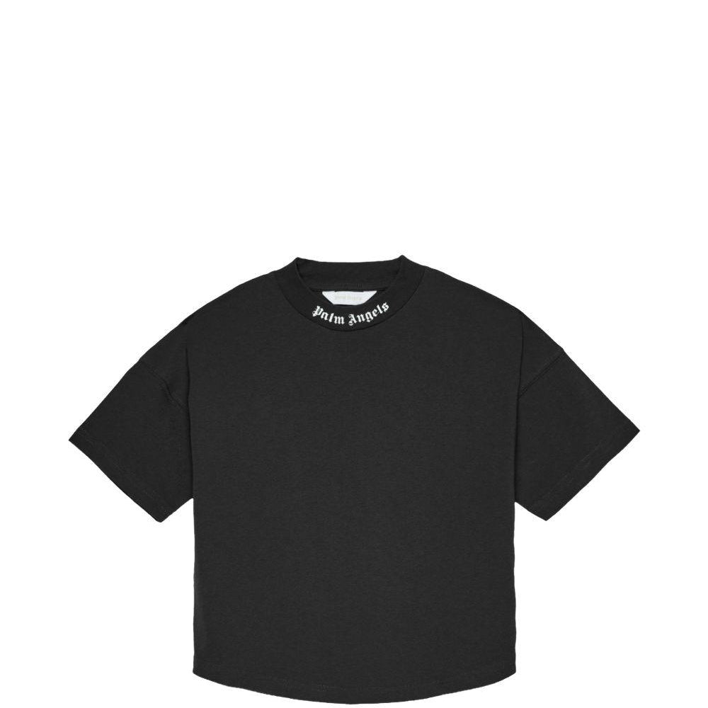 T-shirt per bambino Palm Angels Kids nera con dettaglio logo sul colletto PBAA002S26JER001 110 PALM ANGELS KIDS