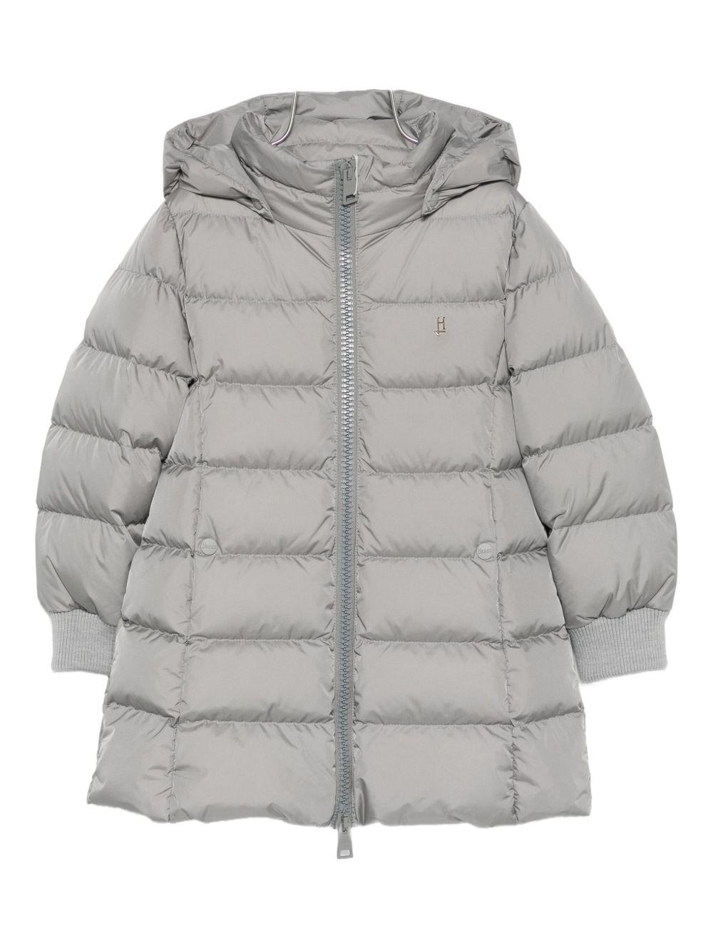 Giubbino per bambina Herno Kids grigio imbottito con cappuccio PI000186G12004Z 9410 HERNO KIDS